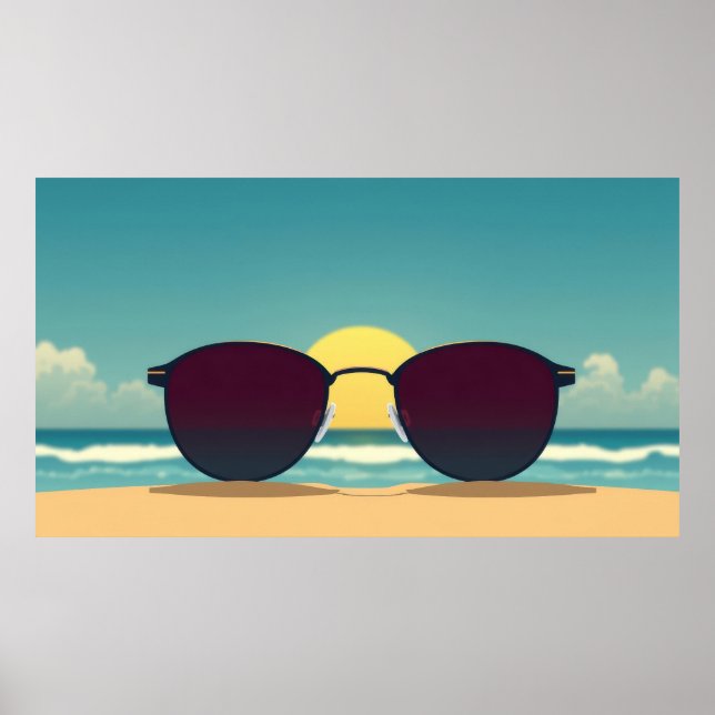 Retro-Strand-Sonnenbrille und Sonne Poster (Vorne)