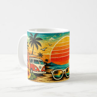 Retro-Strand-Sonnenuntergang im Sommer  Kaffeetasse