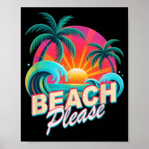 Retro-Strand-Urlaubsurlaub surfen was ist los Strä Poster