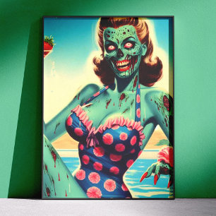 Retro-Strand-Zombie-Pin-up Poster