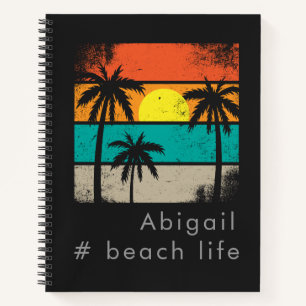 Retro-Strandleben, schwarze Silhouette Notizbuch