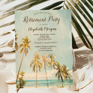 Retro-Strandpalmen-Ruhestandsparty Einladung