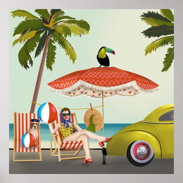Retro-Strandposter Poster (Vorne)