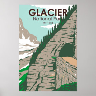 Retro-Straße zum Gletscher-Nationalpark Going to t Poster