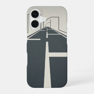 Retro-Straßenbegrenzungslinien iPhone 16 Hülle