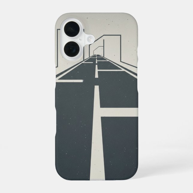 Retro-Straßenbegrenzungslinien iPhone 16 Hülle (Rückseite)
