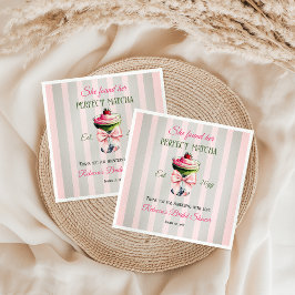 Retro Strawb Perfect Matcha Pink Bow Brautparty Serviette