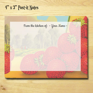 Retro Strawberries Crat Art bearbeitbar Post-it Klebezettel