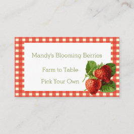 Retro Strawberry and Gingham Karo Business Card Visitenkarte