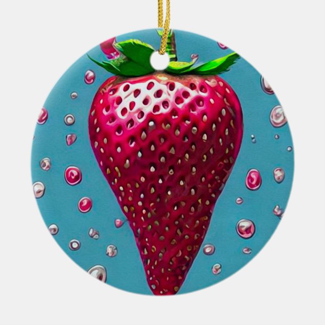 Retro Strawberry Keramik Ornament (Vorne)