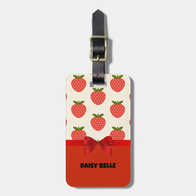 Retro Strawberry Luggage Tag Gepäckanhänger (Vorderseite vertikal)