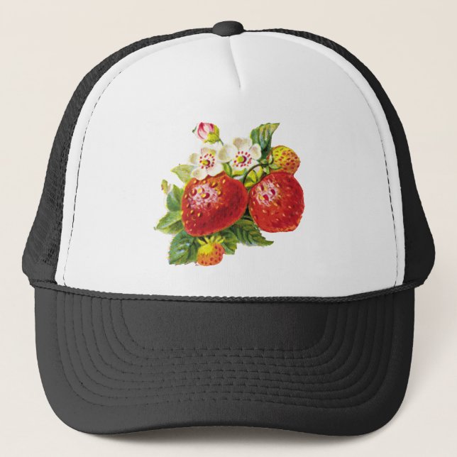 Retro Strawberry Truckerkappe (Vorderseite)