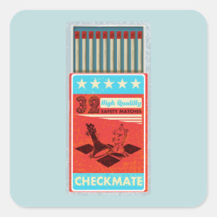 Retro-Streichholzschachtel Pop-Art Quadratischer Aufkleber