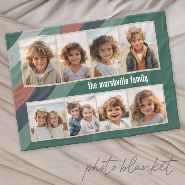 Retro-Streifen - 8-Foto-Collage Fleecedecke (Custom Photo Blanket with Lots of Photos)