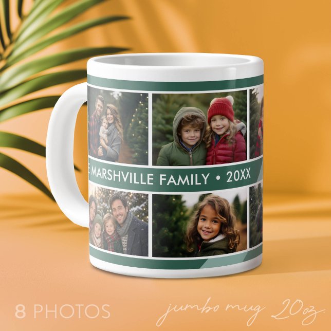 Retro-Streifen - 8-Foto-Collage Jumbo-Tasse (Custom Photo Mug on a Jumbo Size Cup)