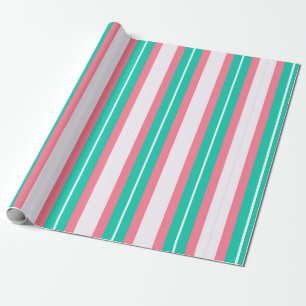 Retro Streifen - Aquamarin rosa Geschenkpapier