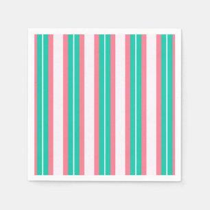Retro Streifen - Aquamarin rosa Serviette