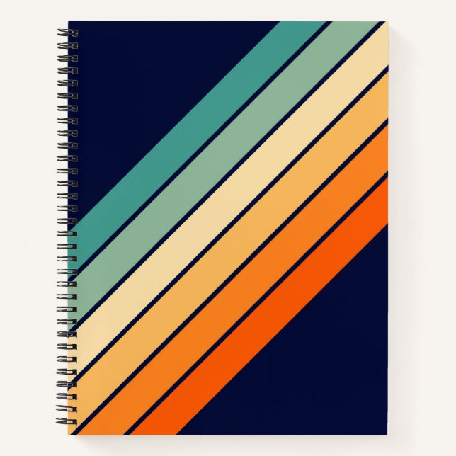 Retro Streifen farbenfroh gestreifter 70er 80er De Notizbuch (Vorderseite)