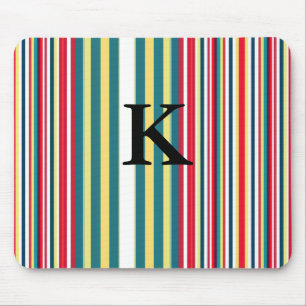 Retro-Streifen farbenfroh mit Monogramm Anfangsbuc Mousepad