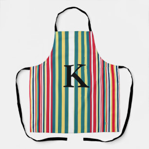 Retro-Streifen farbenfroh mit Monogramm Anfangsbuc Schürze