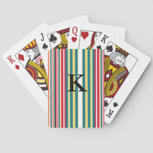 Retro-Streifen farbenfroh mit Monogramm Anfangsbuc Spielkarten