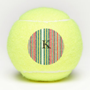 Retro-Streifen farbenfroh mit Monogramm Anfangsbuc Tennisbälle