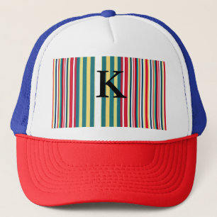 Retro-Streifen farbenfroh mit Monogramm Anfangsbuc Truckerkappe