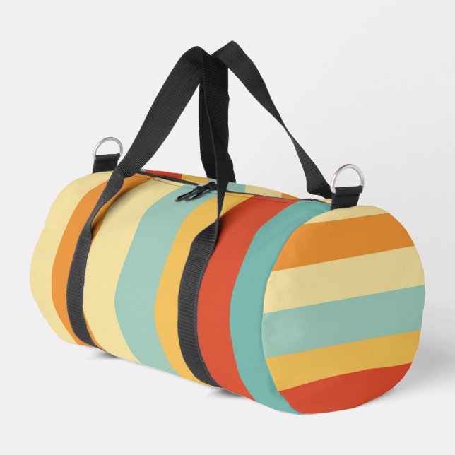 Retro-Streifen-Farbmuster Duffle Bag (Linke Seite)
