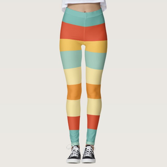 Retro-Streifen-Farbmuster Leggings (Vorderseite)