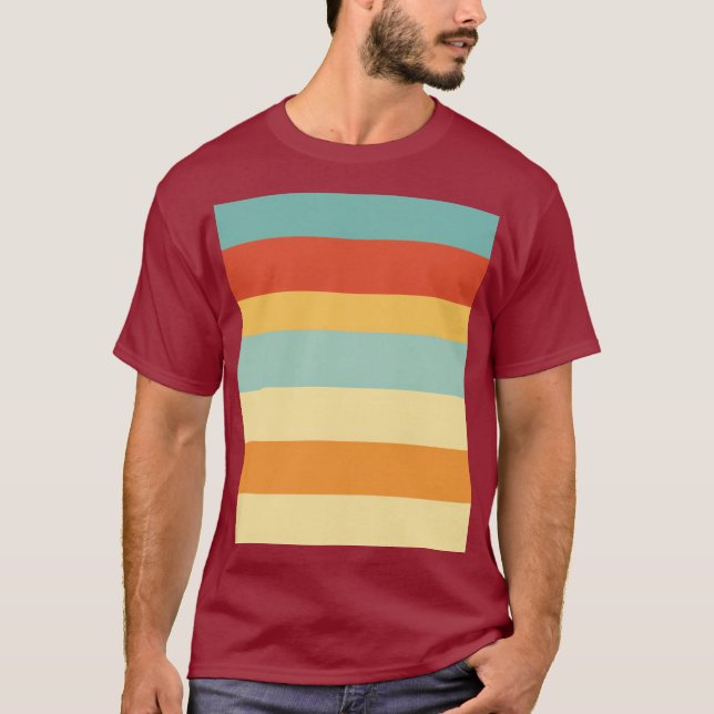 Retro-Streifen-Farbmuster T-Shirt (Vorderseite)