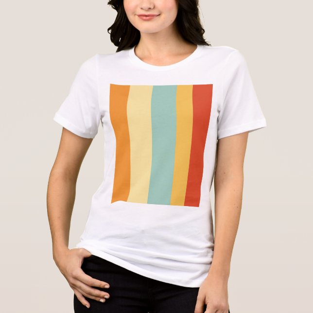 Retro-Streifen-Farbmuster Tri-Blend Shirt (Vorderseite)