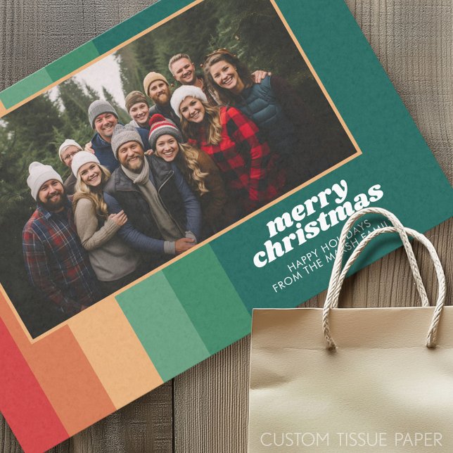 Retro Streifen - Foto - Frohe Weihnachtslinie Kuns Seidenpapier (Custom Photo Tissue Paper)