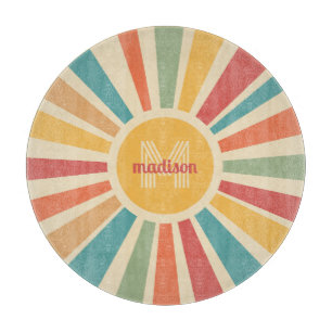 Retro-Streifen für individuelle Name und Monogramm Schneidebrett