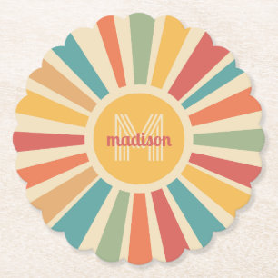 Retro-Streifen für individuelle Name und Monogramm Untersetzer