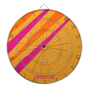 Retro Streifen Giro Monogram Rosa Orange Mustard Dartscheibe