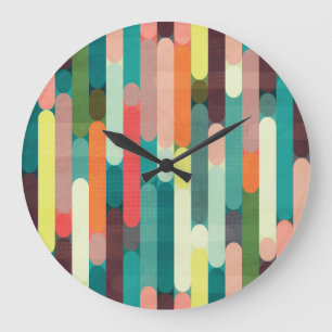 Retro Streifen: Grunge nahtlos Muster. Große Wanduhr