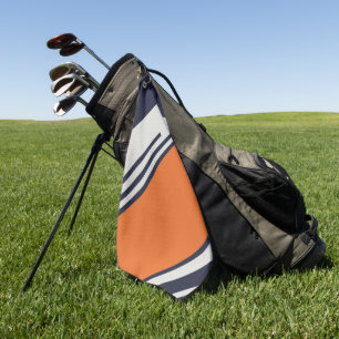 Retro Streifen in blauem Orange Golfhandtuch