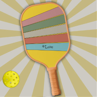 Retro Streifen in Pastellfarben auf Gelb Pickleball Schläger