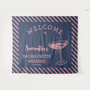 Retro-Streifen-Junggesellinnen-Abschiedsparty-Cock Wandteppich