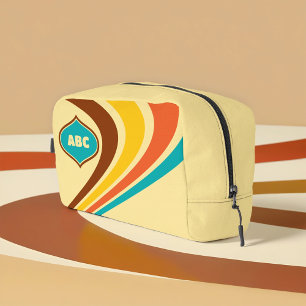 Retro-Streifen-Monogramm der 1970er Jahre Waschbeutel
