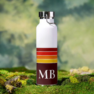 Retro-Streifen-Monogramm Trinkflasche