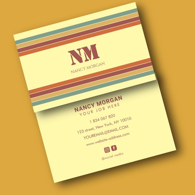 Retro-Streifen-Monogramm Visitenkarte (Von Creator hochgeladen)