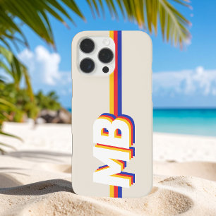 Retro-Streifen personalisiertes Initial-Monogramm iPhone 16 Pro Max Hülle