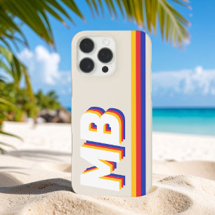 Retro-Streifen Personalisiertes Initial-Monogramm iPhone 16 Pro Max Hülle