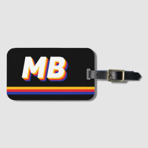 Retro-Streifen personalisiertes Initial-Monogramm Gepäckanhänger