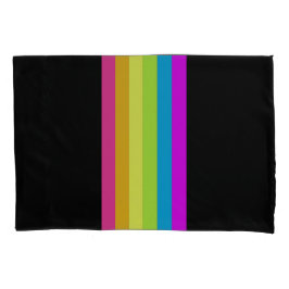 Retro Streifen Pillowcase (Schwarz & Neon Multi) Kissenbezug