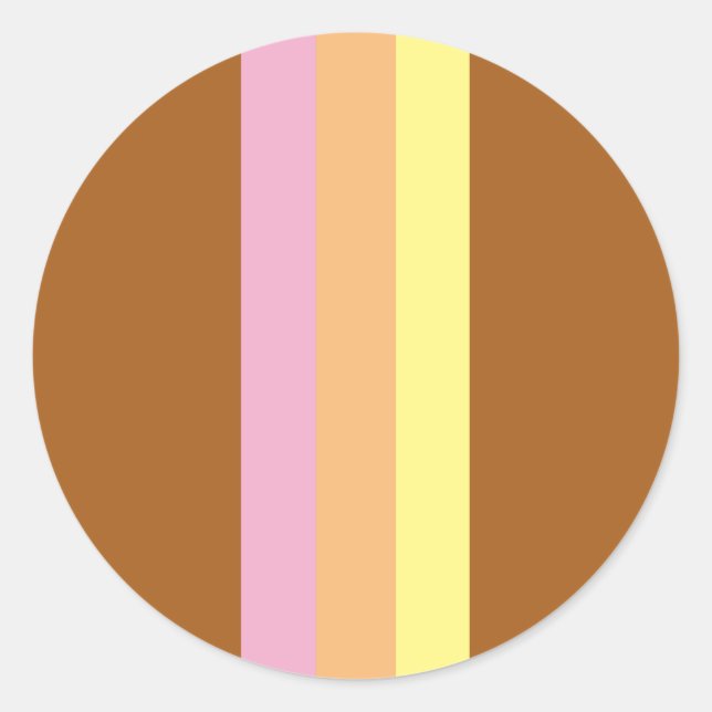 Retro Streifen Rundkleber (Orange Multi) Runder Aufkleber (Vorderseite)