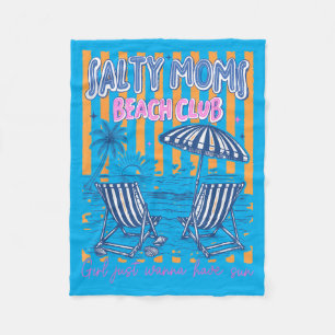 Retro-Streifen Salty Moms Beach Club Sommer-Vibes Fleecedecke
