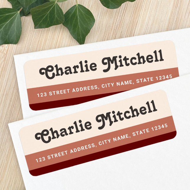 Retro-Streifen Terrakotta, braun, Rücksendeadresse (Von Creator hochgeladen)