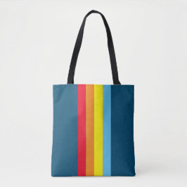 Retro Streifen Tote Tasche (Navy Blue Multi)
